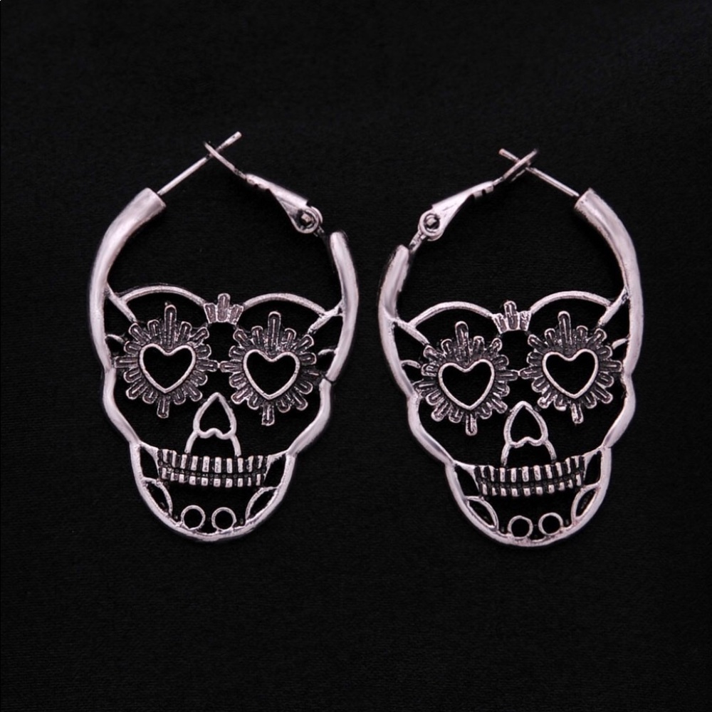 Skull Hoop Earrings - Picture 1 of 6